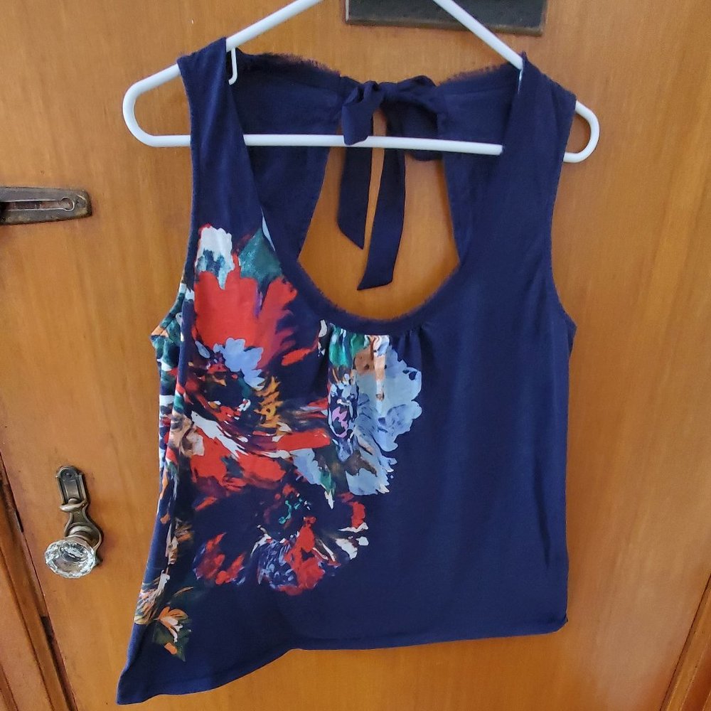 Anthropologie Akemi + Kim Tie Bank Tank, Size Large, Navy